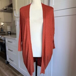 Mango Women's XS/S Orange Knit Cardigan Sweater Batwing Sleeves